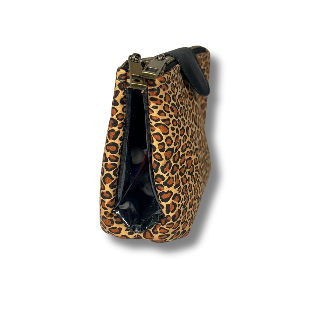 Cheetah Print Gigi Dual Zipper Pouch - Medium