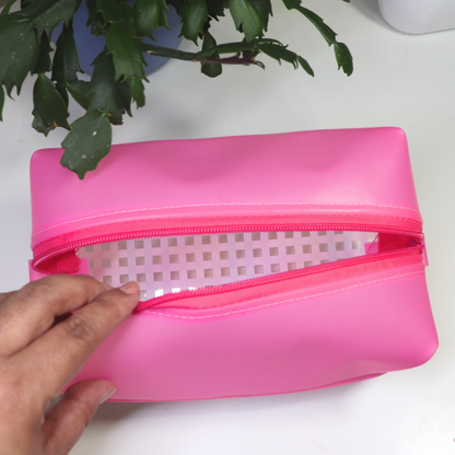 Gingham Clear Boxy Pouch