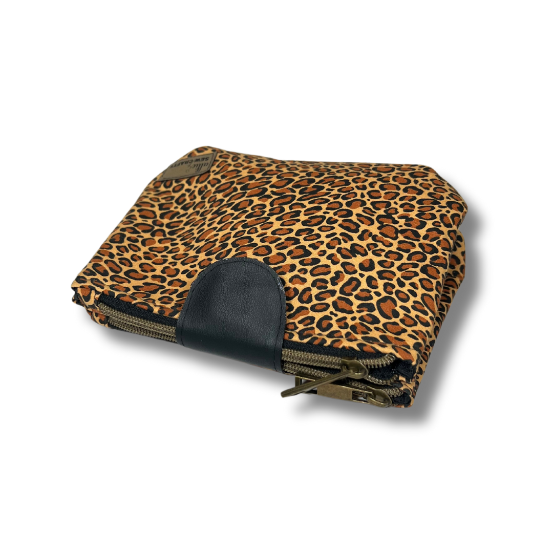 Cheetah Print Gigi Dual Zipper Pouch - Medium