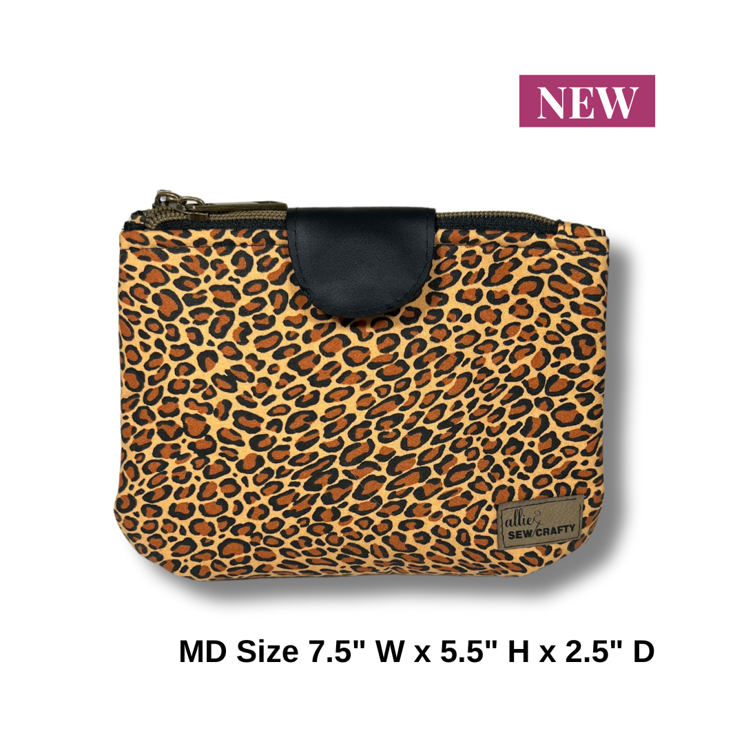 Cheetah Print Gigi Dual Zipper Pouch - Medium