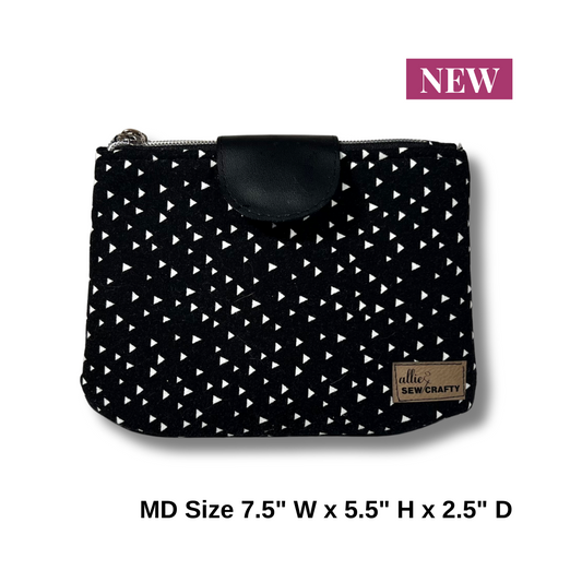 Black with White Specks Dual Zipper Pouch - Gigi Medium