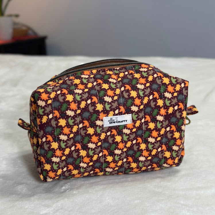 Boxy Cosmetic Pouch  - Waterproof  Falling Leaves  *Limited Edition*