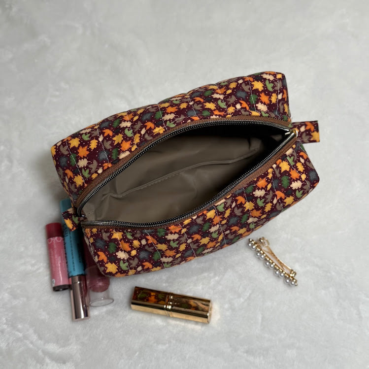 Boxy Cosmetic Pouch  - Waterproof  Falling Leaves  *Limited Edition*