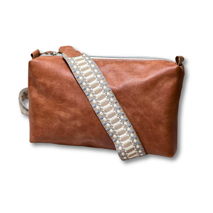 Tawny Faux Leather Guitar Strap Crossbody Bag