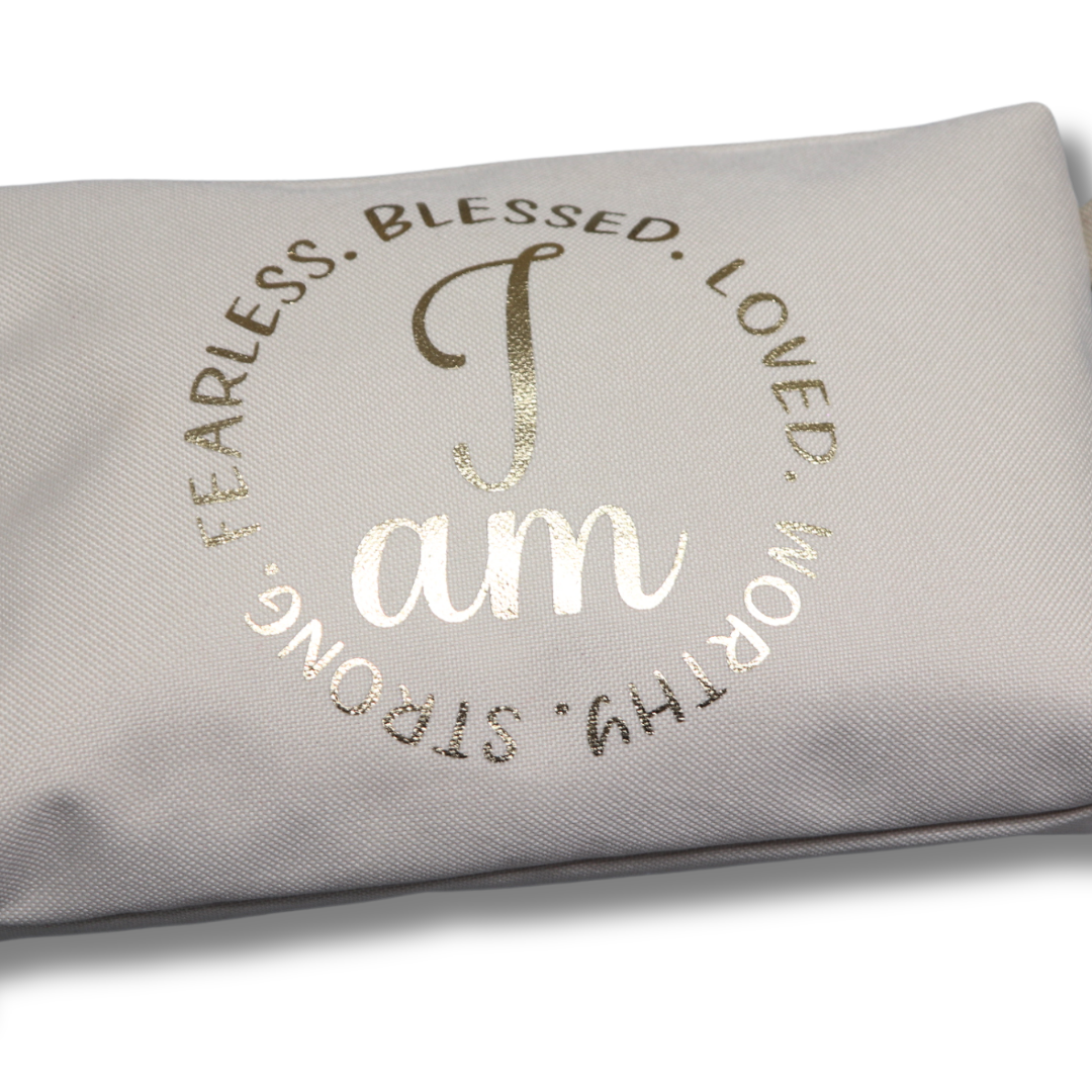Inspirational Message Water-Resistant Makeup Pouch