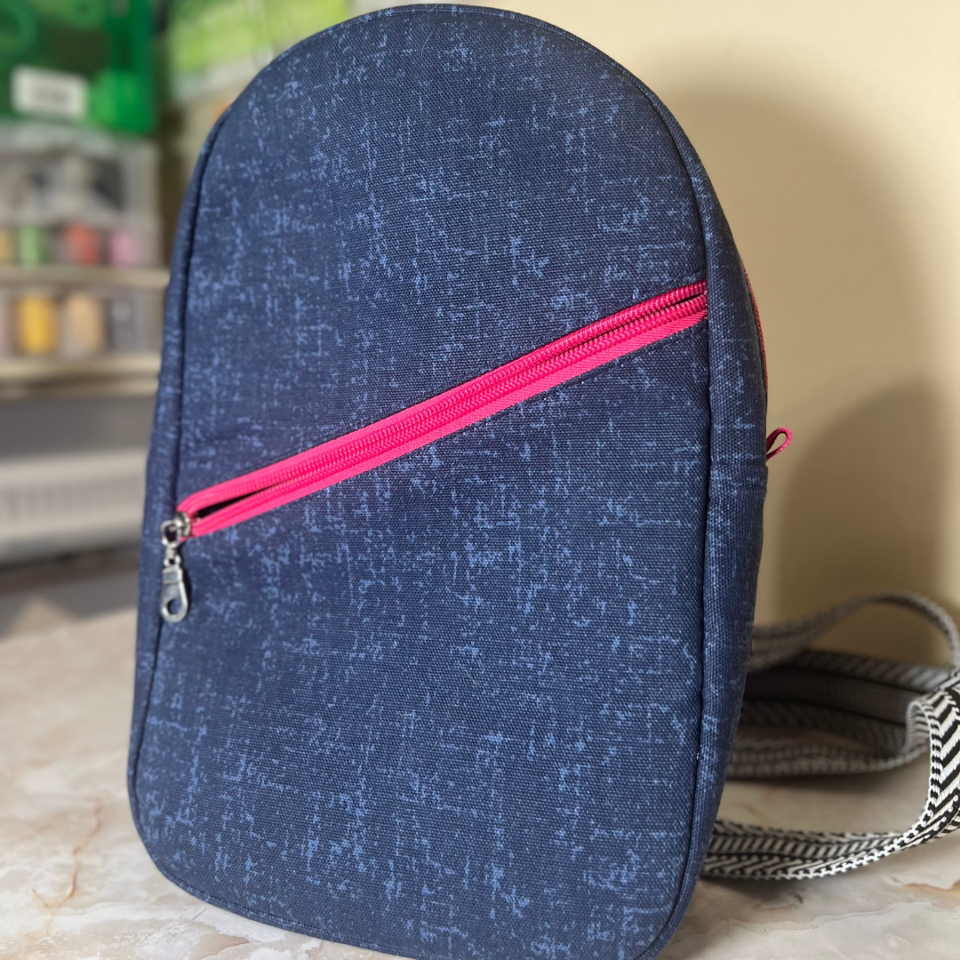 Navy and Pink Large Sling Bag Guitar Strap