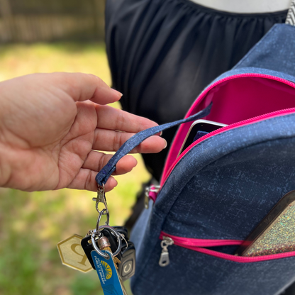 Navy and Pink Large Sling Bag Guitar Strap